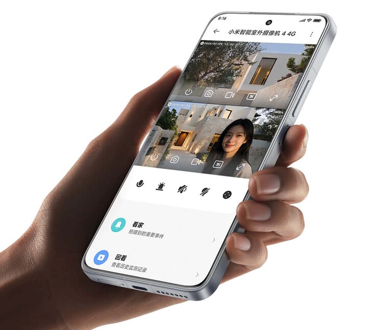 A Xiaomi Smart Outdoor Camera 4 4G Dual-Camera Edition pode ser controlada por meio do aplicativo da Xiaomi. (Fonte da imagem: Xiaomi)