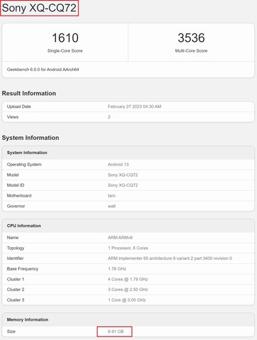 Xperia 5 IV. (Fonte da imagem: Geekbench)