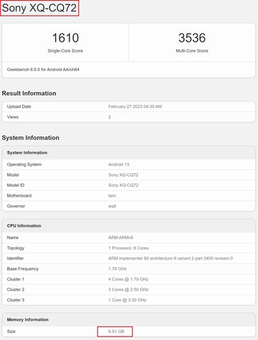 Xperia 5 IV. (Fonte da imagem: Geekbench)