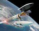 Imagem conceitual do Telescópio Espacial James Webb sendo colocado em órbita (ESA; cortado)