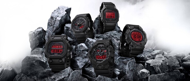 A série Casio Black and Bold Red inclui cinco relógios. (Fonte da imagem: Casio)