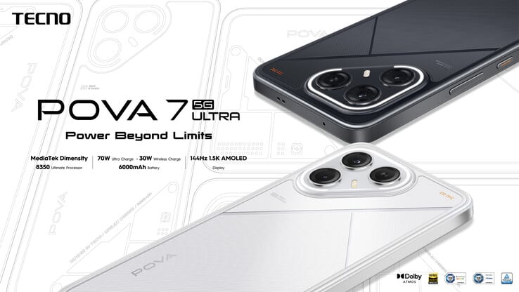 O Tecno Pova 7 Ultra 5G tem uma tela AMOLED 1.5K de 6,78 polegadas (Fonte da imagem: Tecno)