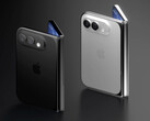 Uma imagem de renderização do conceito do iPhone Fold em duas cores.