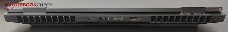 Traseira: AC, LAN, HDMI 2.1, USB-A (10 Gbitps)