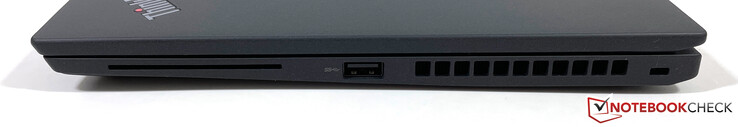 Lado direito: Leitor SmartCard, USB-A 3.2 Gen.1 (Always-On), Kensington Nano Security Slot