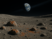 A ferrugem se forma na Lua, causada por partículas de oxigênio da atmosfera da Terra que chegam à sua superfície por meio do chamado Vento da Terra. (Fonte da imagem: OpenAI)