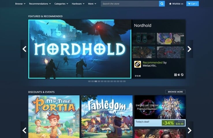 A Steam Store agora apresenta uma nova barra de menu central (Fonte da imagem: Steam)