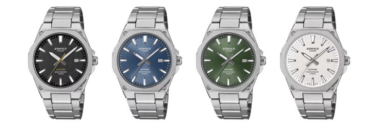 Da esquerda para a direita: os relógios Casio Edifice EFR-SE108D-1A, EFR-SE108D-2A, EFR-SE108D-3A e EFR-SE108D-7A