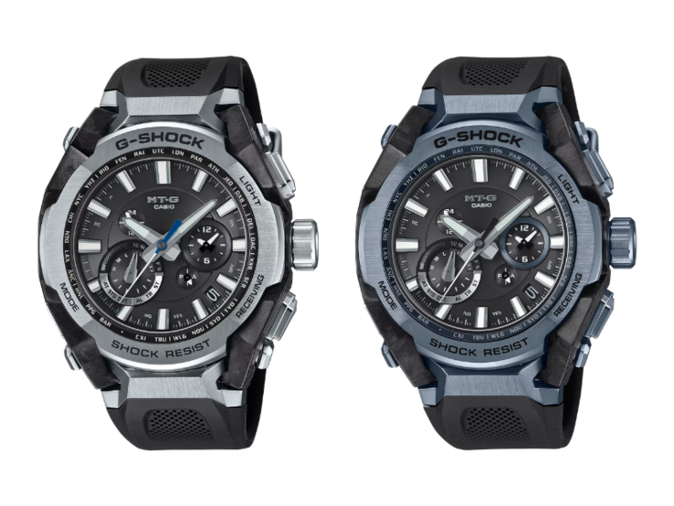 Os relógios Casio G-Shock MTG-B4000-1A (esquerda) e MTG-B4000B-1A2 (direita). (Fonte da imagem: Casio)