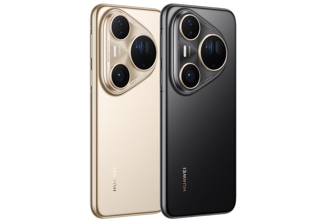 O Huawei Pura 80 Ultra nos acabamentos clássicos em preto e dourado (Fonte da imagem: Huawei)