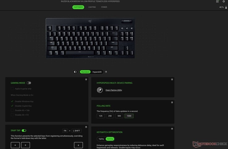 Personalização do BlackWidow V4 HyperSpeed TKL Synapse