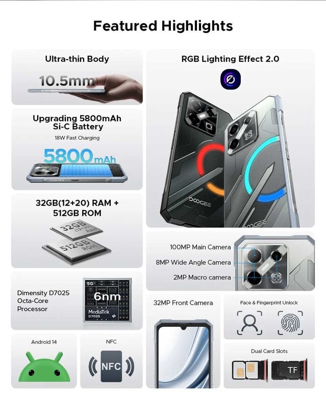 O Blade GT Pro tem um processador MediaTek e uma tela com bordas grandes (Fonte da imagem: Doogee)