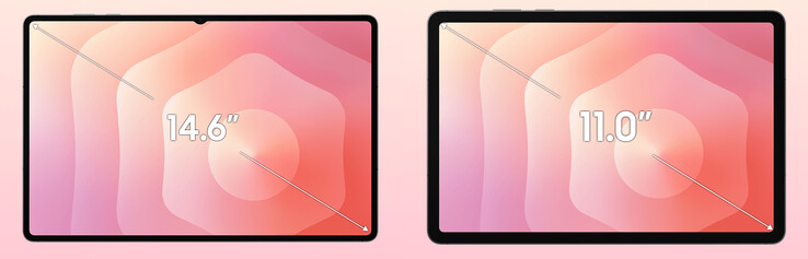 O Galaxy Tab S11 não possui bordas finas e um entalhe, Tab S11 Ultra e Tab S11 da esquerda para a direita. (Fonte da imagem: via Evan Blass)