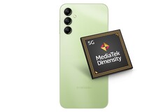 O Samsung Galaxy A14 usa um SoC Mediatek MT6769 Helio G80. (Fonte: Samsung/MediaTek/editado)