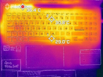 Temperaturas no deck do teclado (ocioso)