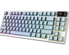 Edição MSI Forge GK600 TKL Wireless Topo Blue com contornos topográficos em camadas em teclas PBT azuis. (Fonte da imagem: MSI)