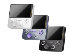 O GameMT E5 Ultra é um dispositivo portátil de jogos retrô incomum, com uma estrutura muito mais larga e mais curta do que a maioria. (Fonte da imagem: GameMT)