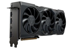 Placa de vídeo AMD Radeon com resfriamento por ventilador triplo e várias saídas de tela, incluindo HDMI, DisplayPort e USB-C (Fonte da imagem: Notebookcheck)