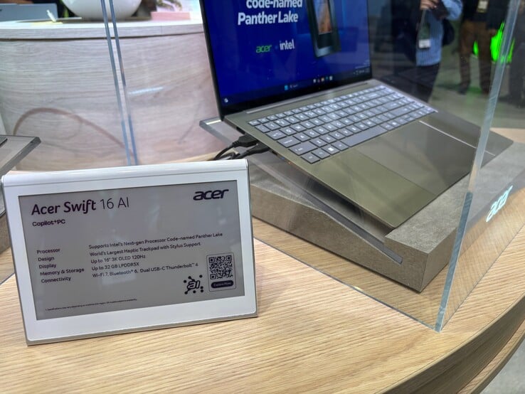 Especificações do Acer Swift 16 AI. (Fonte da imagem: Notebookcheck)