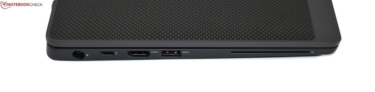 Left: charging port, Thunderbolt 3, HDMI, USB 3.0 Type-A