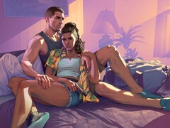 Arte oficial do GTA 6 mostrando os dois protagonistas Jason e Lucia. (Fonte da imagem: Rockstar)