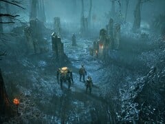 Uma imagem que mostra um ambiente em Miasma Chronicles, atualmente com 70% de desconto no Steam.