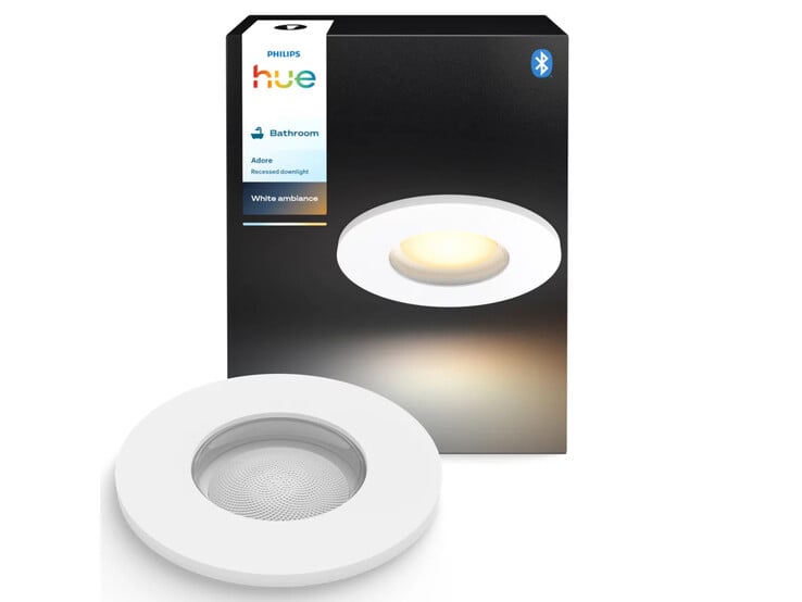 A luminária embutida Philips Hue Adore para banheiro na cor branca (Fonte da imagem: Philips)