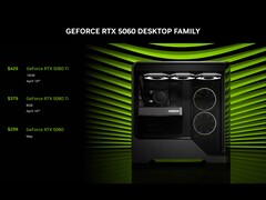 Preço oficial e data de lançamento das variantes RTX 5060 Ti 16GB e 8GB. (Fonte da imagem: Nvidia)