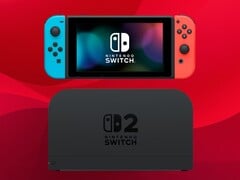 Nintendo Switch original, mostrado acima da base do Switch 2