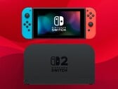 Nintendo Switch original, mostrado acima da base do Switch 2