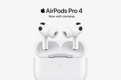Renderização gerada por IA do AirPods Pro 4 com câmeras.