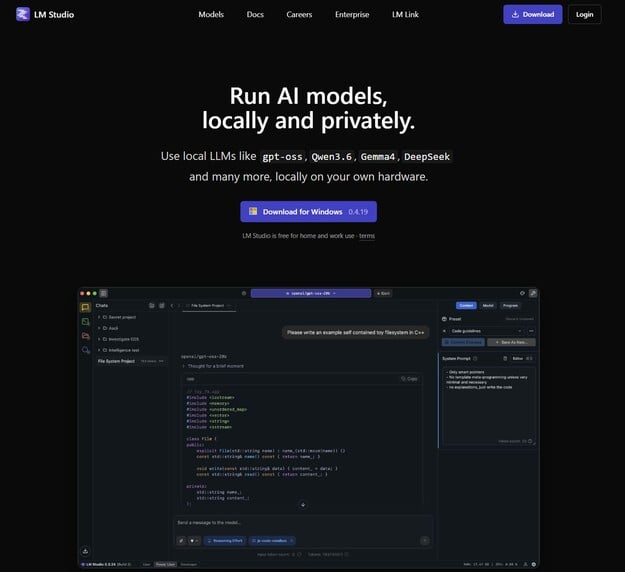 O LM Studio é um dos programas mais fáceis de usar para IA local: carregue modelos e converse totalmente offline no seu próprio computador.