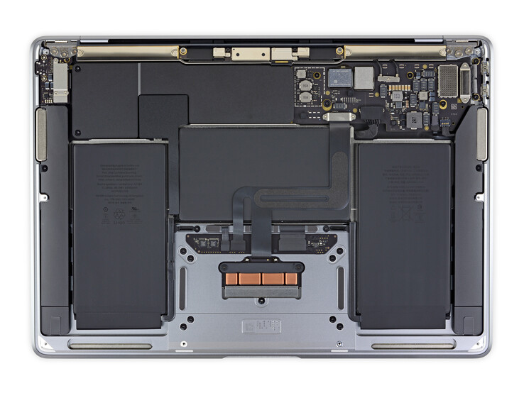 Somente a bateria pode ser substituída no MacBook Air por M1 CPU (imagem: iFixit)