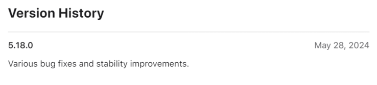 O registro de alterações do aplicativo Philips Hue versão 5.18.0. (Fonte da imagem: Philips Hue)