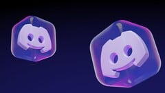 Ícones de cubos translúcidos em 3D com o logotipo do Discord Clyde