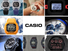 Uma infinidade de relógios foi adicionada à loja on-line da Casio em maio. Na foto - 9 modelos diferentes lançados este mês em uma única imagem, com o logotipo da Casio no meio. (Fonte da imagem: Casio - Editado)