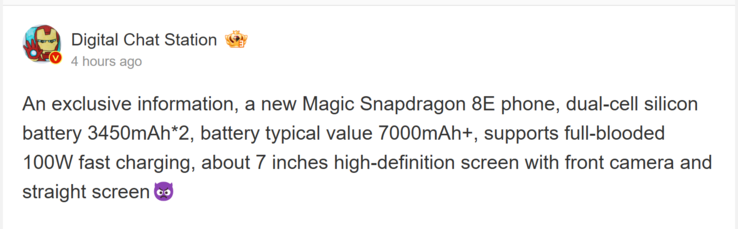 O Digital Chat Station fala sobre o RedMagic 10 Ultra (Fonte da imagem: Weibo - tradução automática)