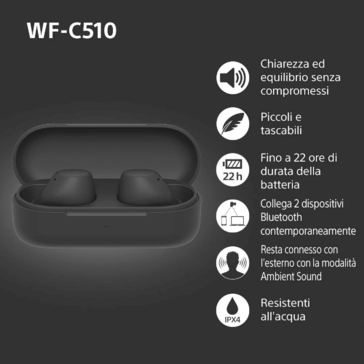 Recursos da Sony WF-C510 (fonte da imagem: @MysteryLupin no X)