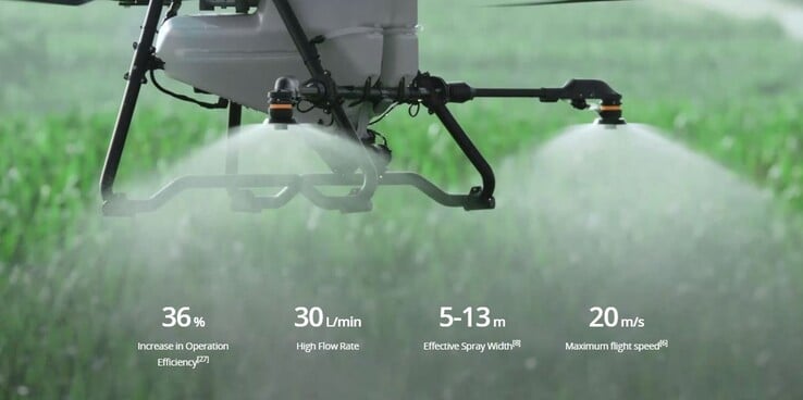O drone pode borrifar líquidos (Fonte da imagem: DJI)