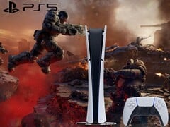 Arte de Gears of War: E-Day com o logotipo e o console do PS5.