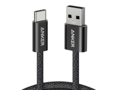 O cabo Anker Zolo USB-A para USB-C (na foto) é construído com um revestimento trançado de 48 fios e é classificado para suportar mais de 10.000 curvas. (Fonte da imagem: Amazon/Anker)