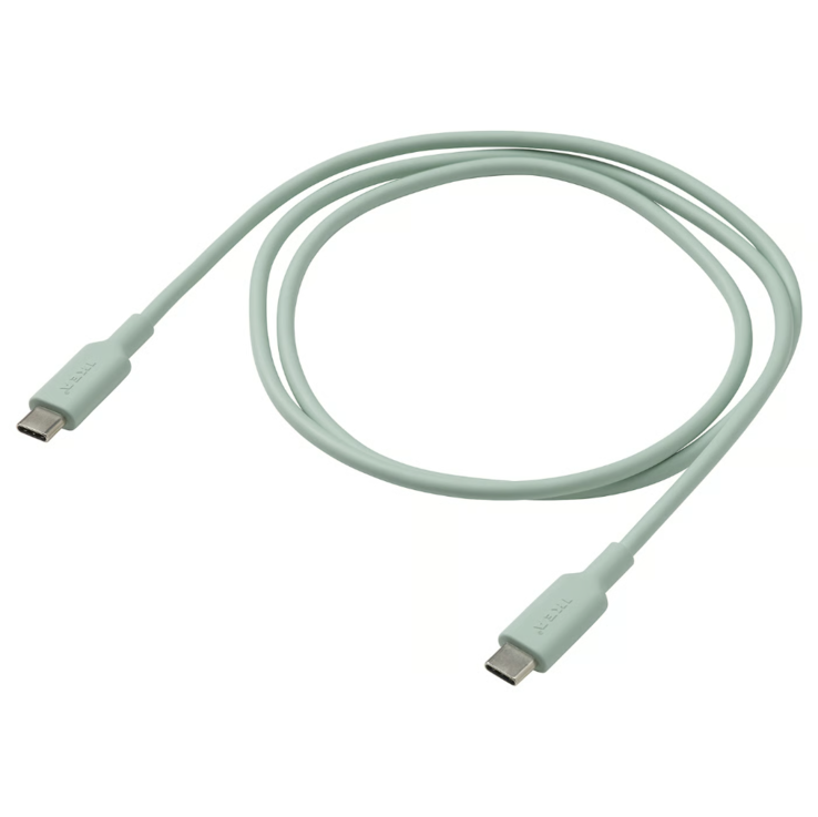 O cabo IKEA Sittbrun USB-C para USB-C em verde claro. (Fonte da imagem: IKEA)