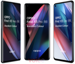 A primeira apresentação dos três smartphones da série Oppo Find X3. (Imagem: Oppo/Evan Blass)