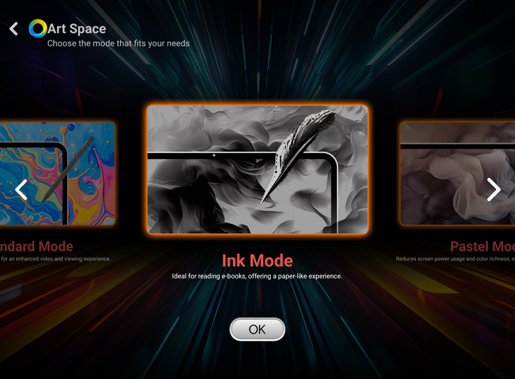 O ArtSpace permite que o senhor altere a exibição de cores da tela.