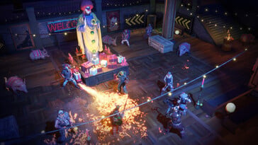 Uma imagem mostrando uma batalha contra vários inimigos em Wasteland 3.