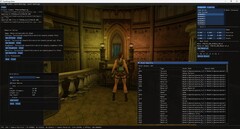 Interface do editor do TombForge mostrando uma cena de teste renderizada no mecanismo com painéis de materiais e ativos visíveis (Imagem: Tiernan Watson via X)