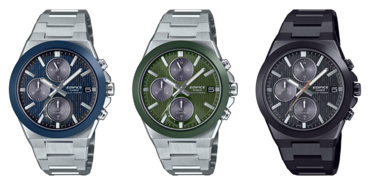 Da esquerda para a direita: os relógios Casio EFS-S650D-2A, EFS-S650D-3A e EFS-S650DC-1A. (Fonte da imagem: Casio, editado)