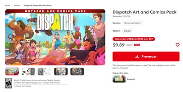 Dispatch Art and Comics Pack na Nintendo of America eShop com censura (Fonte da imagem: captura de tela, Nintendo of America)