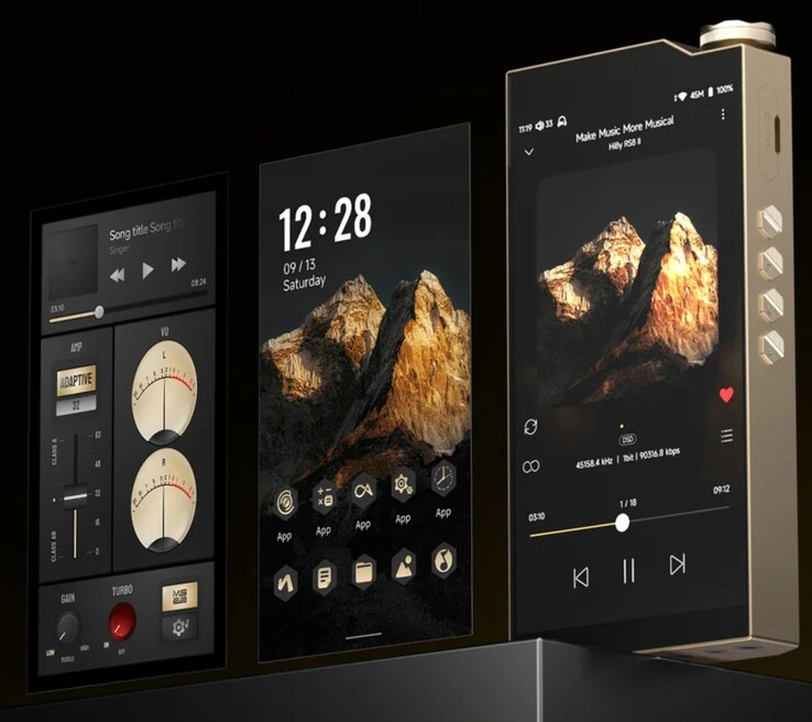 O HiBy RS8 II DAP executa o HiByOS, uma versão personalizada do Android 13 otimizada para reprodução de áudio. (Fonte da imagem: HiBy)