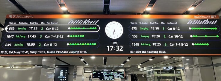 Taiwan utiliza grandes painéis de LED há muitos anos. Aqui, é fácil perceber como os serviços ferroviários variam